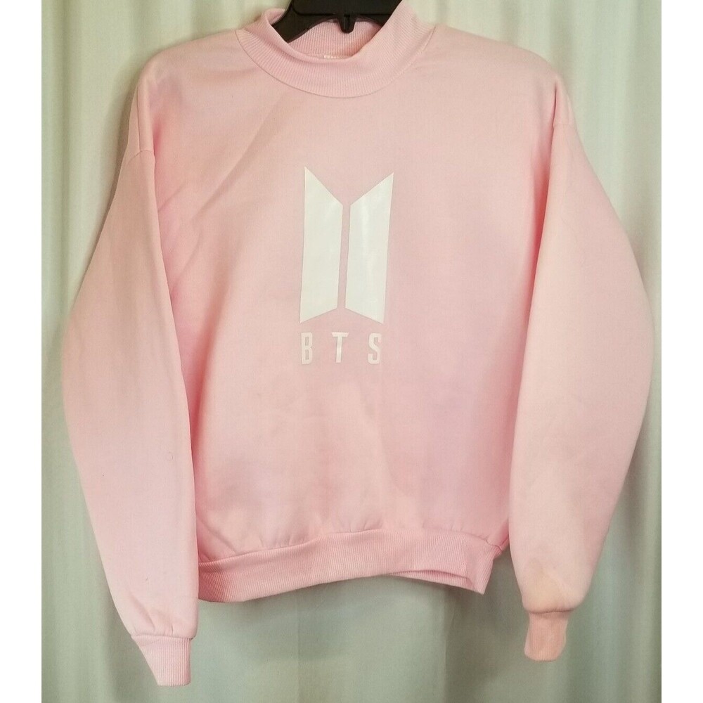 Pink Sweatshirt BTS LOGO in White Long Sleeve Unbranded Size Medium